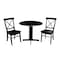 International Concepts Round 36 in Dual Drop Leaf Table with 2 X-Back Chairs, Black, 36 in W, 36 in L, 30 in H, Wood K46-36RP-C613P - alternate 1